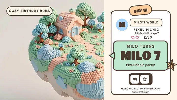 Pixel Picnic birthday build thumbnail template