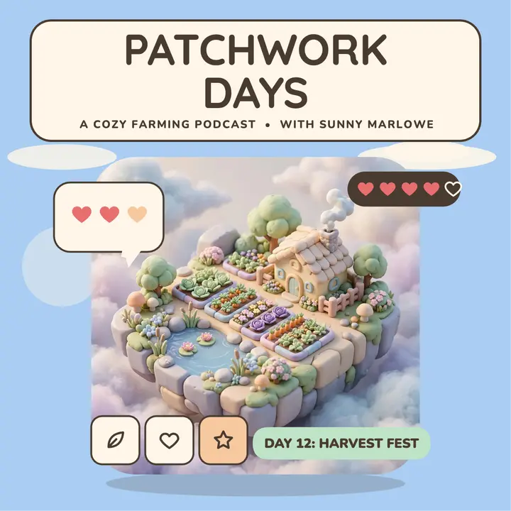 Patchwork Days cozy farming podcast cover template