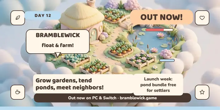 Bramblewick cozy island launch post: video game launch post template