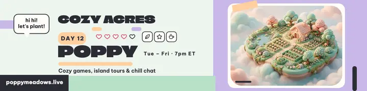 Poppy Meadows cozy island streamer banner: streamer banner template