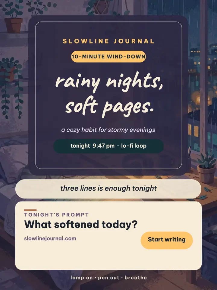 Slowline rainy night journal portrait: journaling habit post template