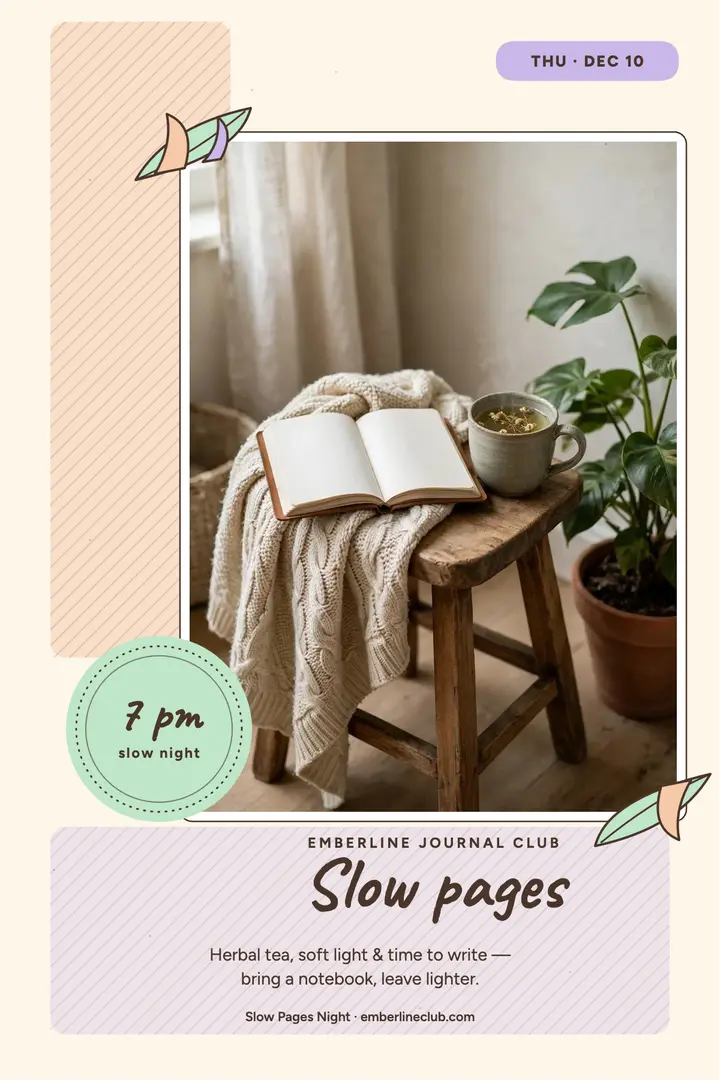 Slow Pages cozy journaling night poster template