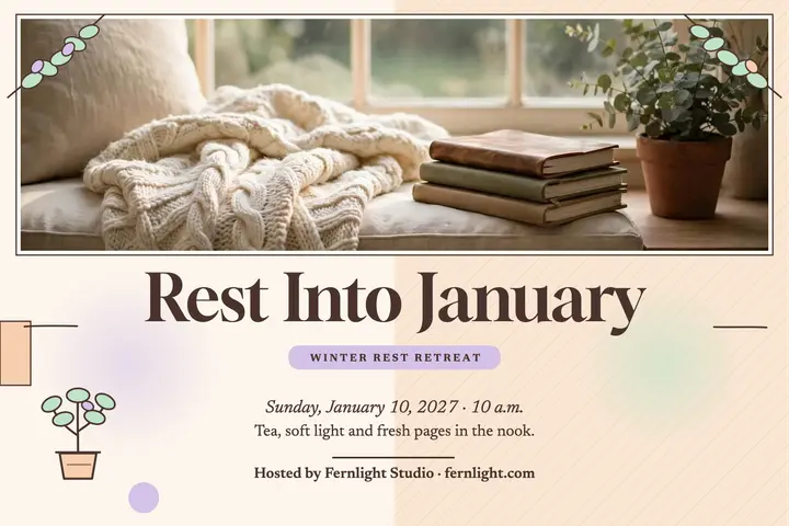 Winter rest journaling retreat postcard template