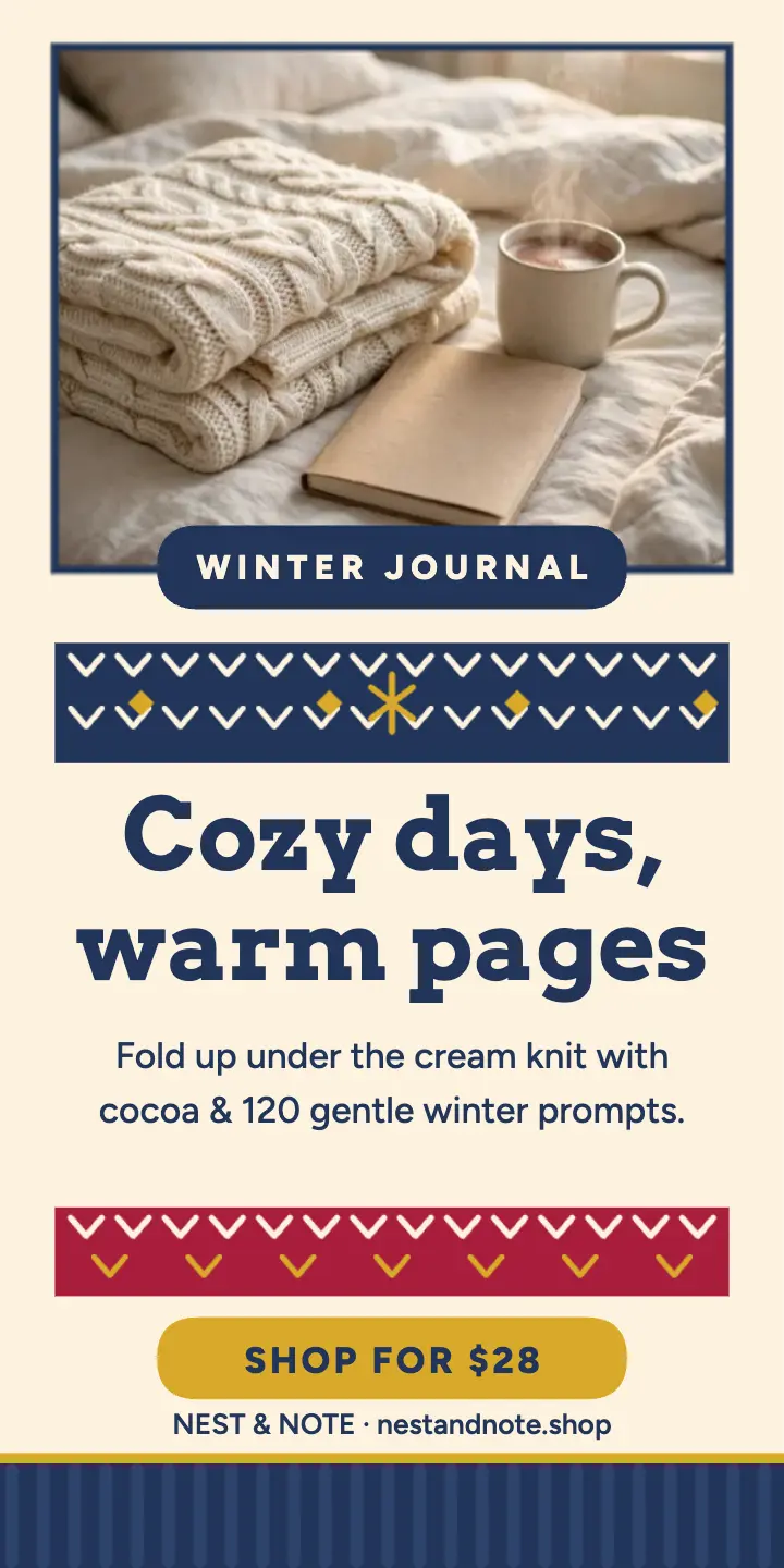 Nest and Note cozy knit journal ad: winter journal ad template