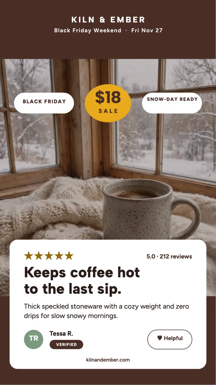 Kiln and Ember mug Black Friday review story: mug review story template