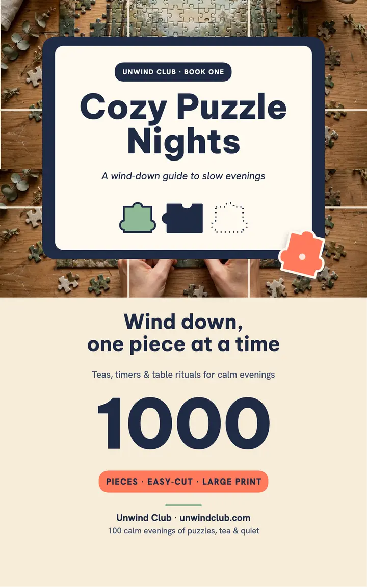 Cozy Puzzle Nights wind-down ebook cover template