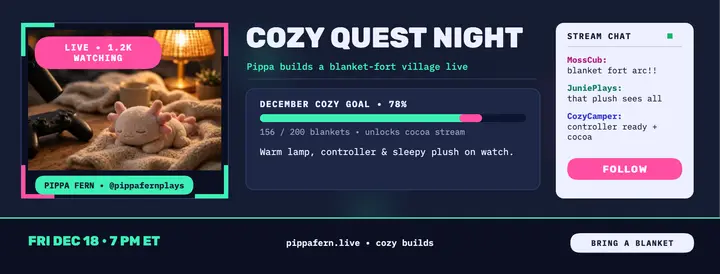 Pippa Fern cozy stream cover template