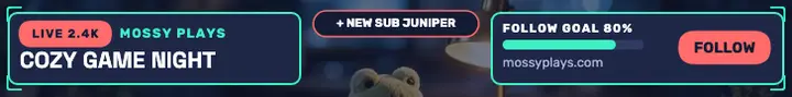 Mossy Plays cozy game night HUD banner template