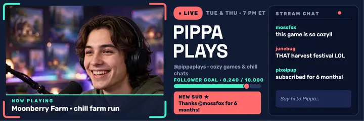 Pippa Plays cozy streamer live header template