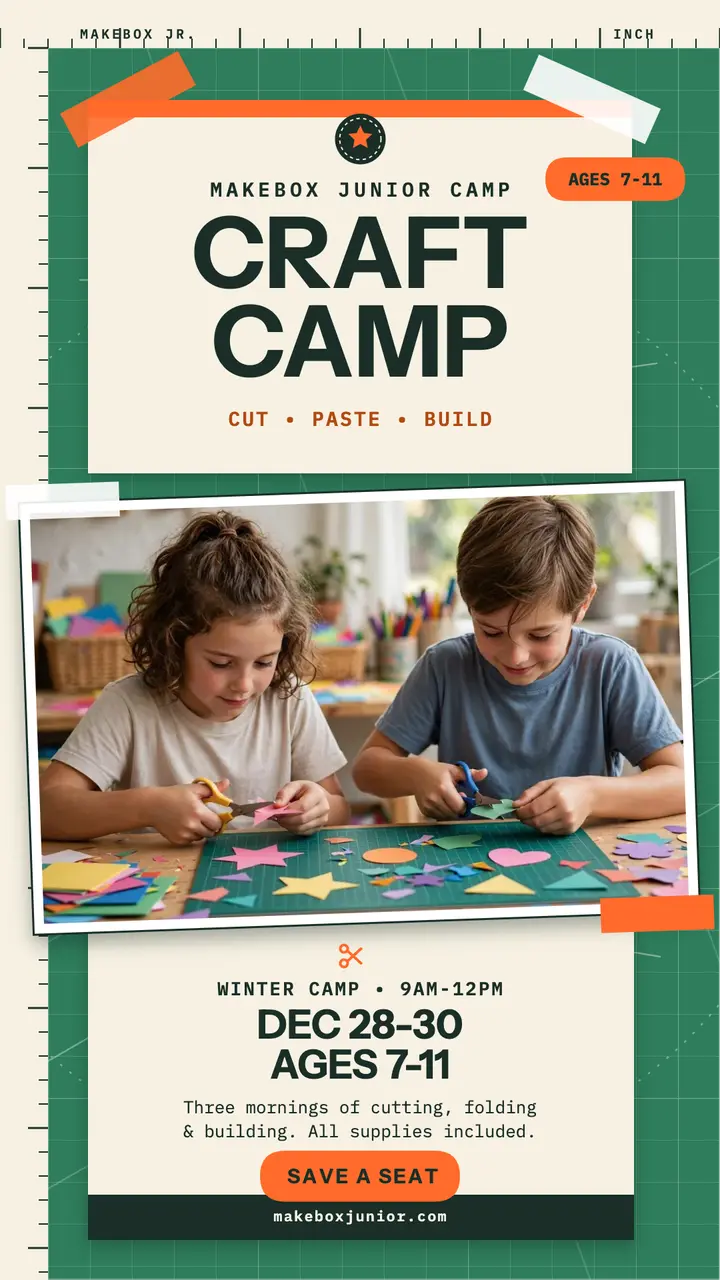 Makebox Junior craft camp story: craft camp story template
