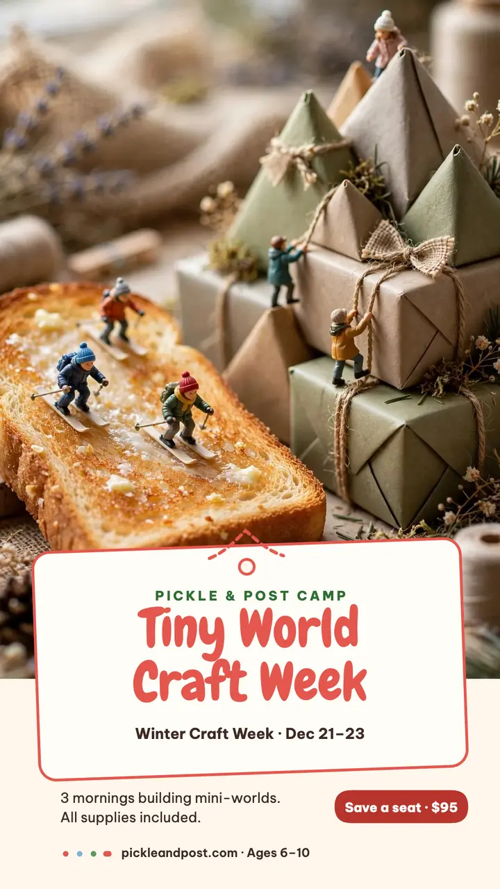 Pickle and Post tiny world camp story template