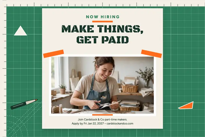 Cardstock and Co hiring makers postcard template