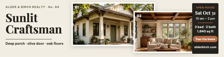 Sunlit craftsman bungalow billboard template