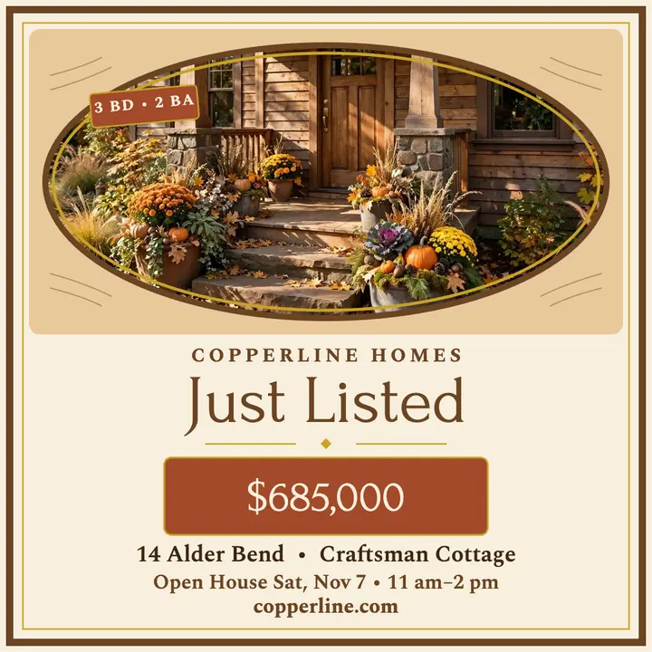 Copperline just-listed cottage marquetry post template