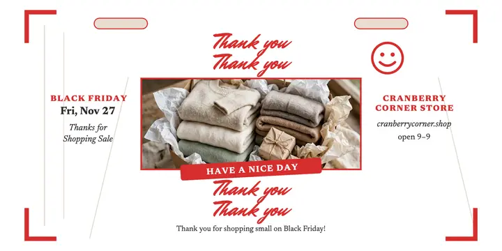 Cranberry Corner thank-you bag post: black friday thank you post template