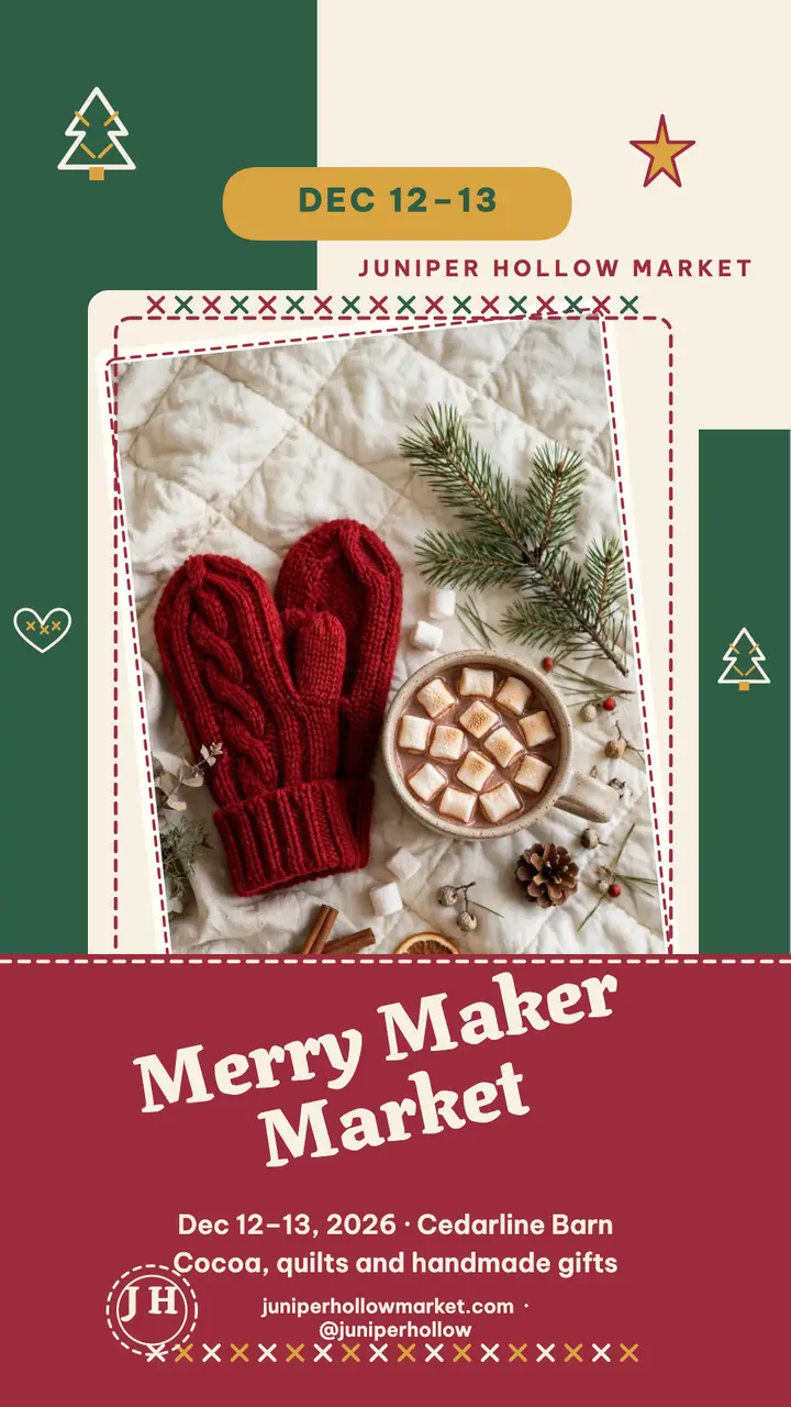 Juniper Hollow holiday maker market story template