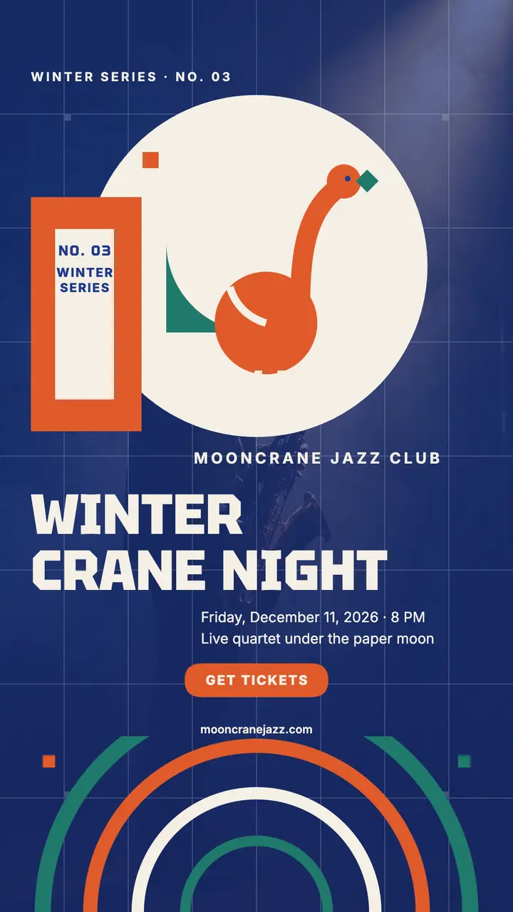 Mooncrane Winter Crane Night jazz story template