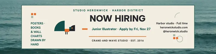 Studio Heronwick junior illustrator hiring banner template