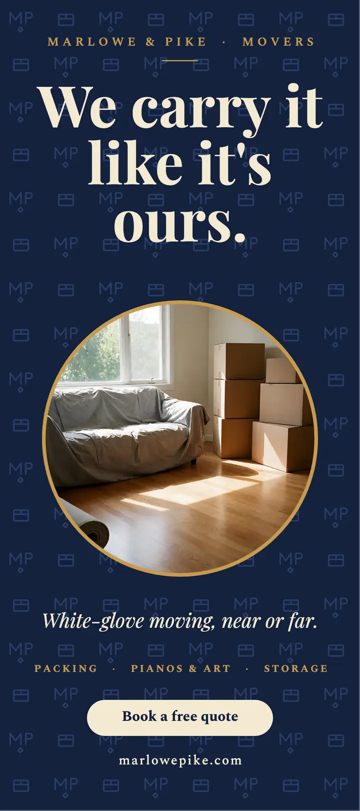 Marlowe & Pike Movers rack card: moving company rack card template