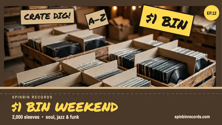 Spinbin crate digging sale thumbnail template