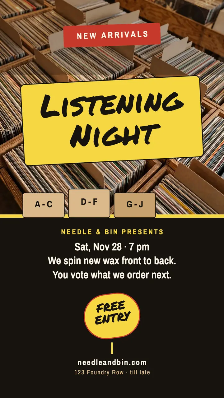 Needle and Bin listening night story template