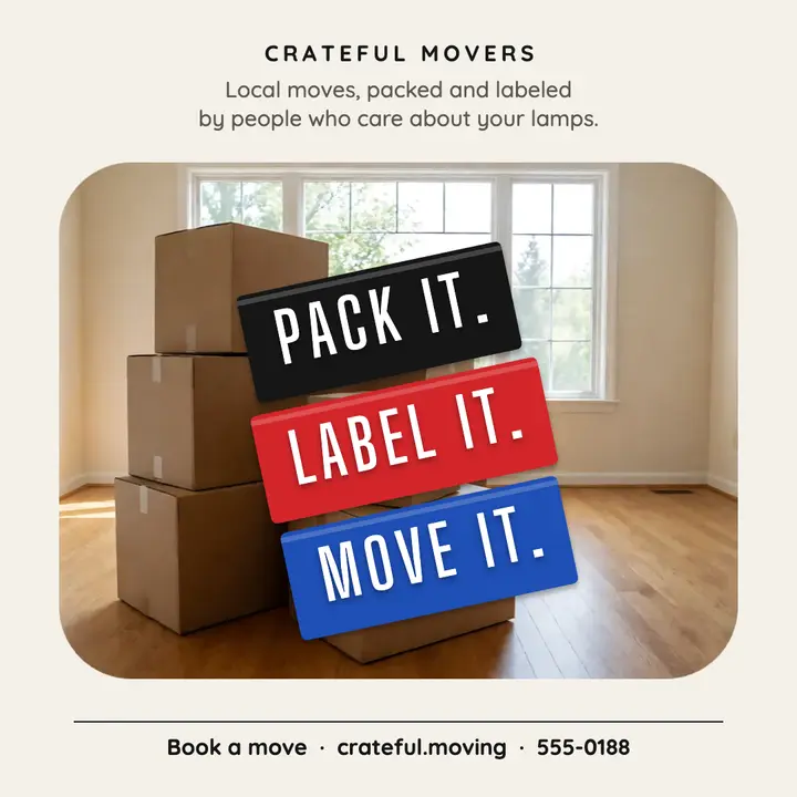 Moving company Instagram post, label-maker tape template