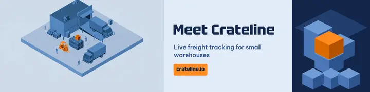 Crateline freight tracking LinkedIn banner, isometric: freight app launch linkedin banner template