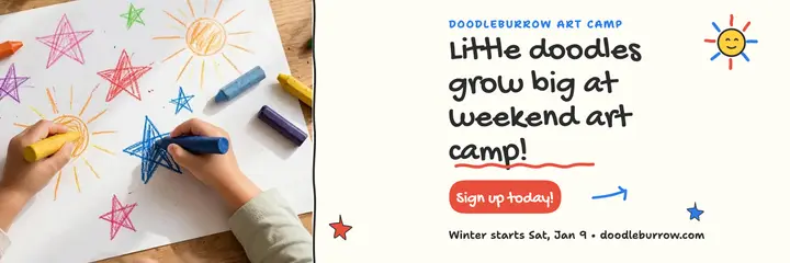Doodleburrow weekend art camp header: art camp header template