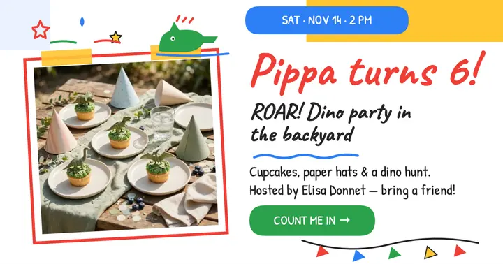 Pippa dino birthday party post template