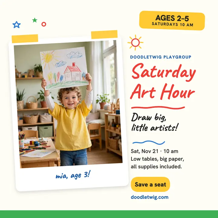 Doodletwig Saturday art hour post template