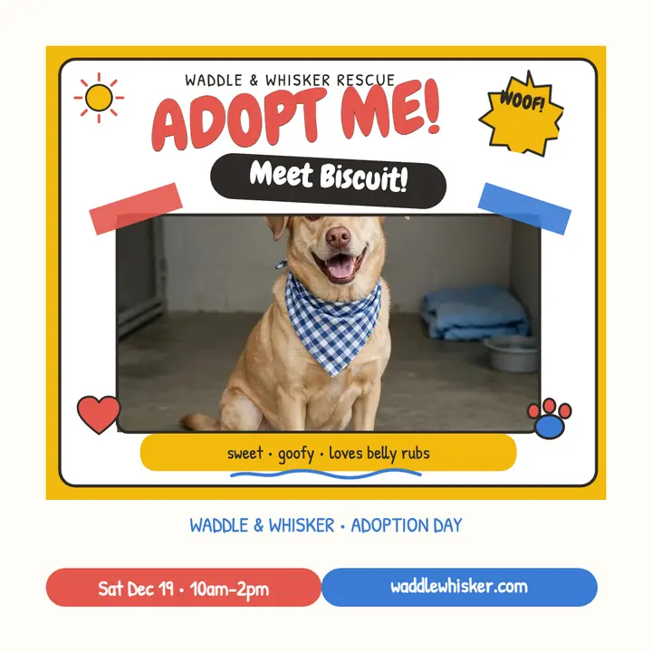 Crayon puppy adoption post: dog adoption post template