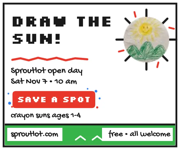Sproutlot crayon sun playgroup ad: playgroup open day ad template