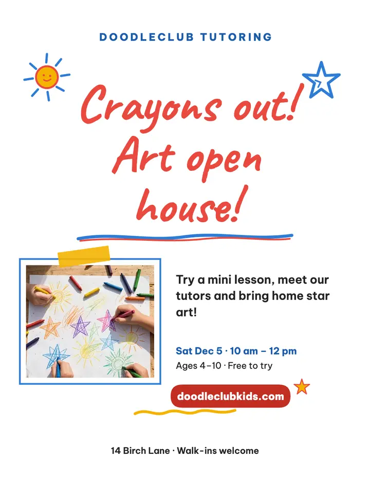 Doodleclub kids art open house template