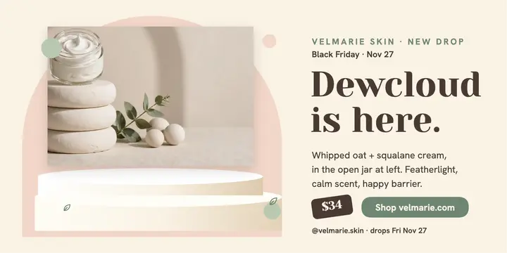 Velmarie Dewcloud cream pastel launch post template
