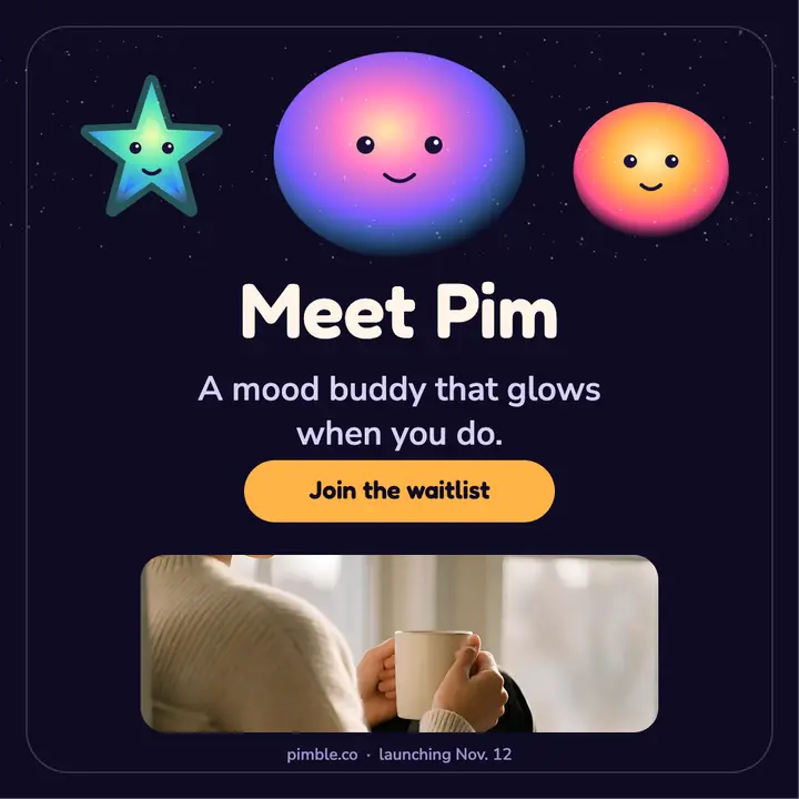 Meet Pim mood app waitlist post template