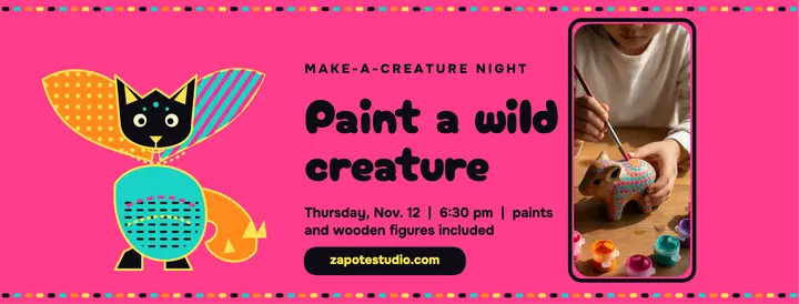 Zapote make-a-creature night: painting workshop cover template