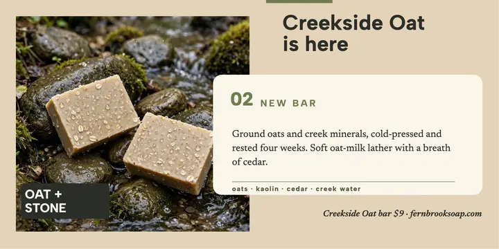 Fernbrook Creekside Oat soap launch post template