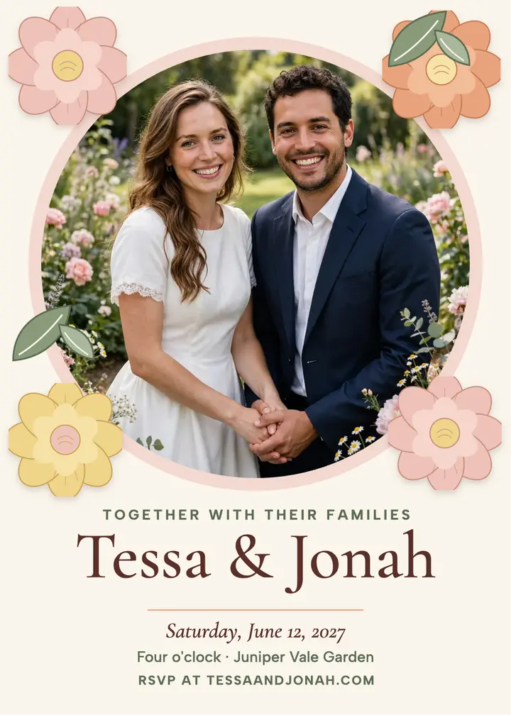 Tessa and Jonah garden bloom invitation template