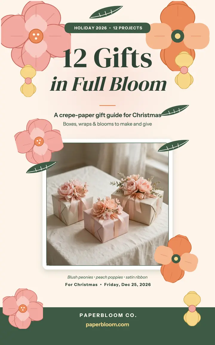 Paperbloom holiday gift guide, crepe blooms template