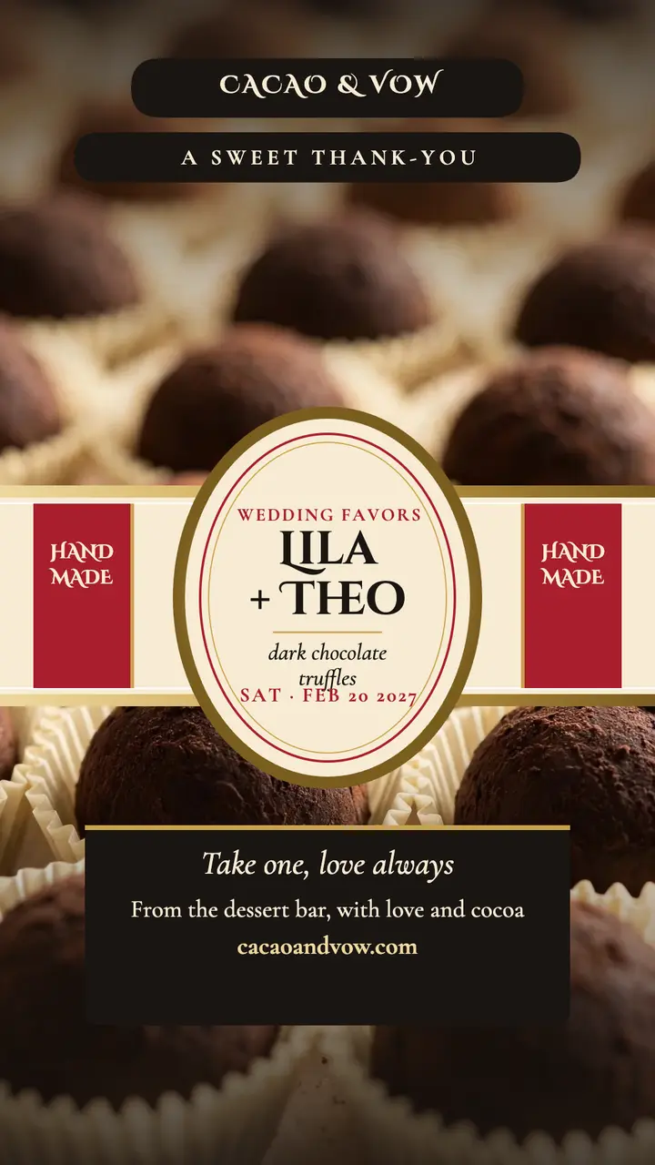 Cacao and Vow truffle favor story template