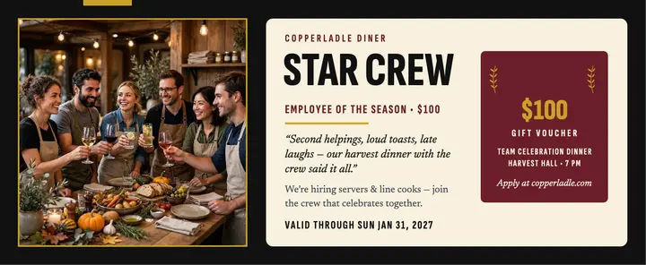 Copperladle Star Crew award voucher template