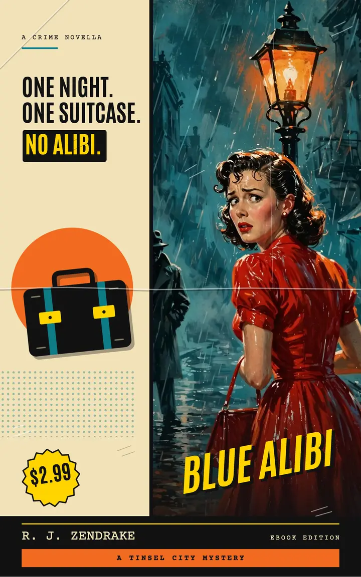 Blue Alibi crime novella pulp ebook cover template