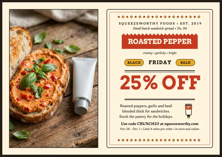 Squeezeworthy Black Friday spread card: black friday sale card template