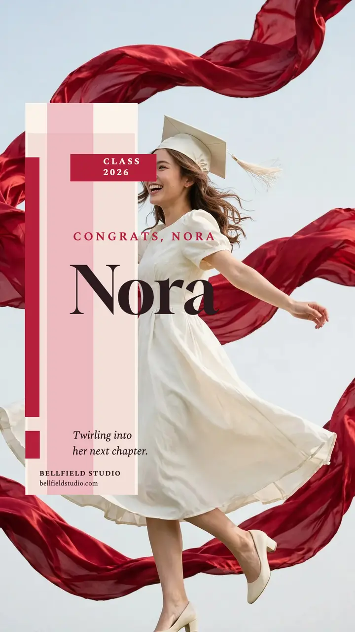 Nora Bellfield crimson silk graduation story: graduation story post template