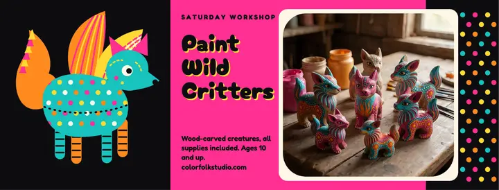 Colorfolk Studio critter painting workshop cover template