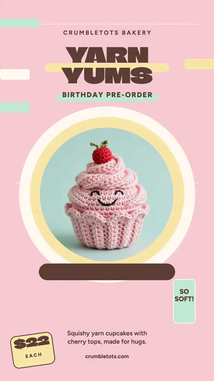 Crumbletots crochet cupcake birthday story template