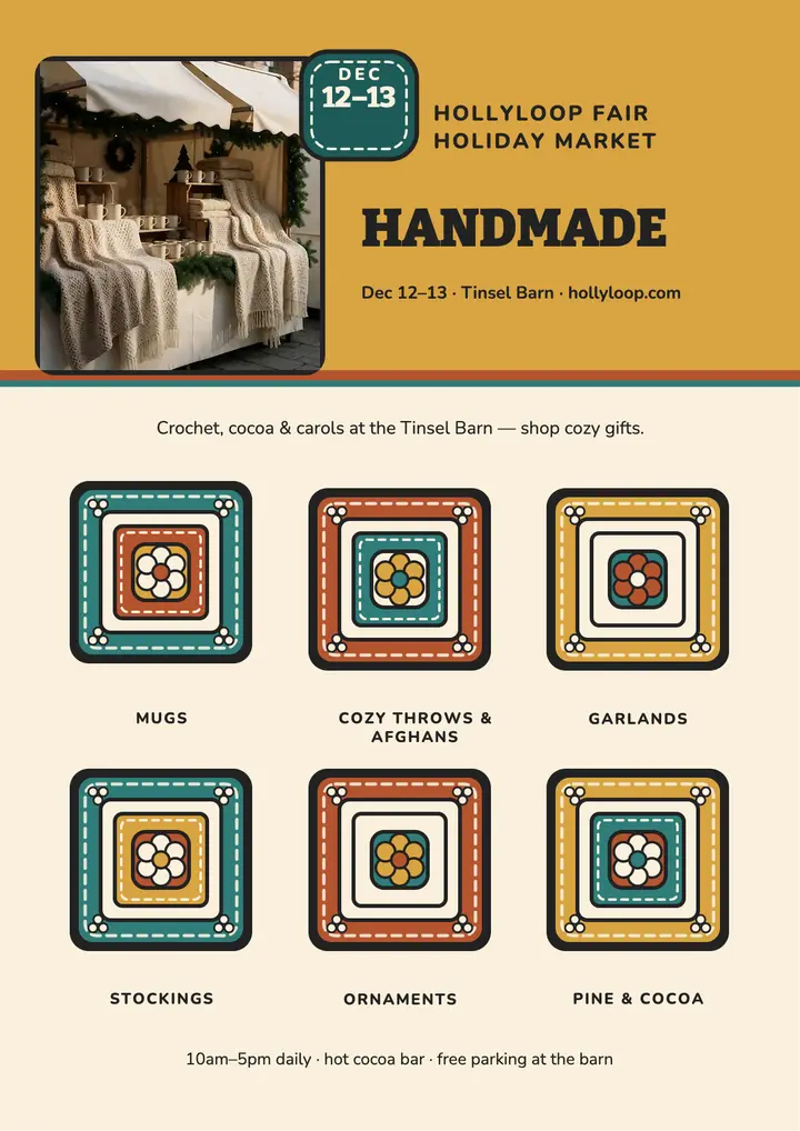 Hollyloop Fair holiday market flyer template