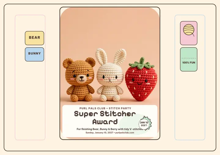 Purl Pals crochet party certificate: crochet certificate template