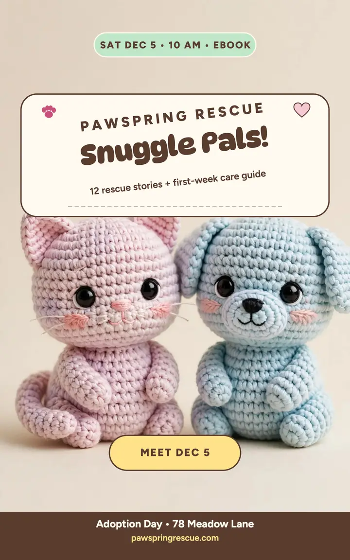 Snuggle Pals crochet adoption ebook template