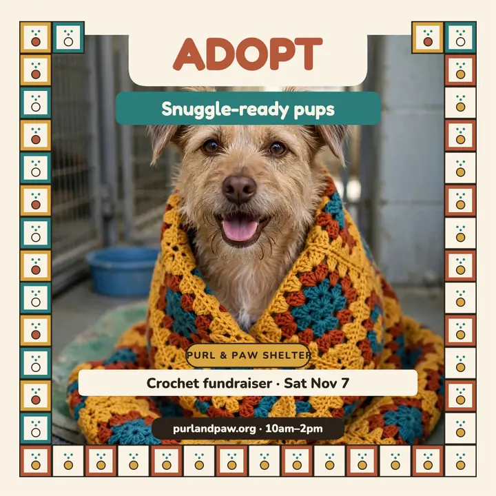 Purl and Paw crochet pup adoption post template